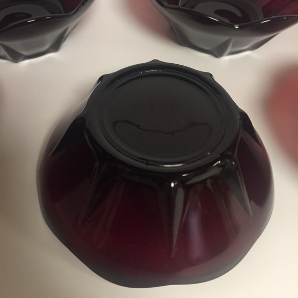 6 - Vintage Anchor Hocking Ruby Red Dessert Bowls - Picture 4 of 5